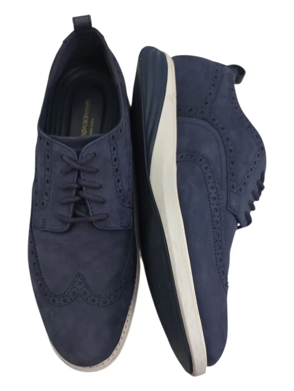 Cole Haan GrandevOlution Wingtip Navy Suede Oxford Shoes Size 10.5M